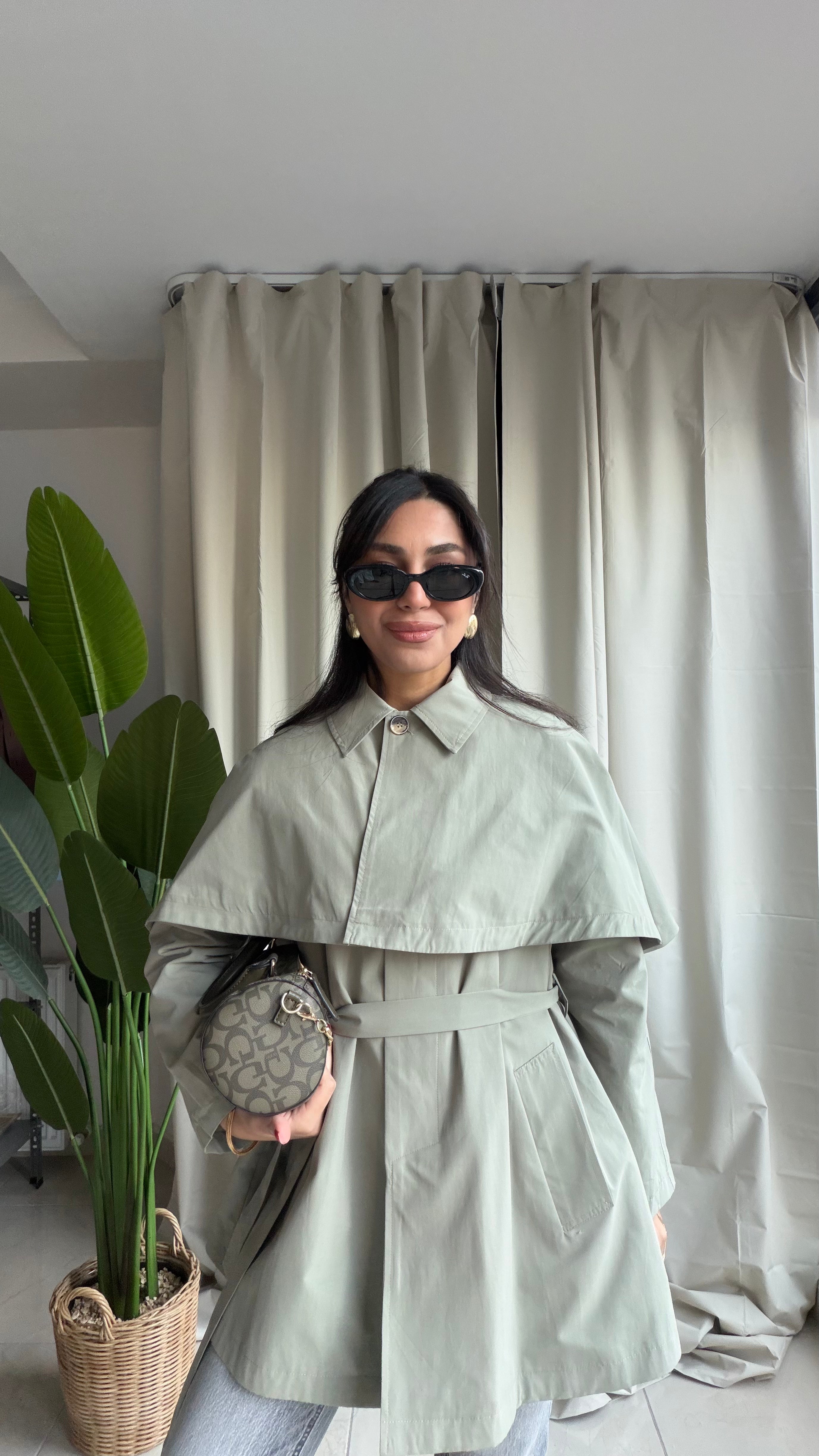 Pelerinli Kuşaklı Trençkot