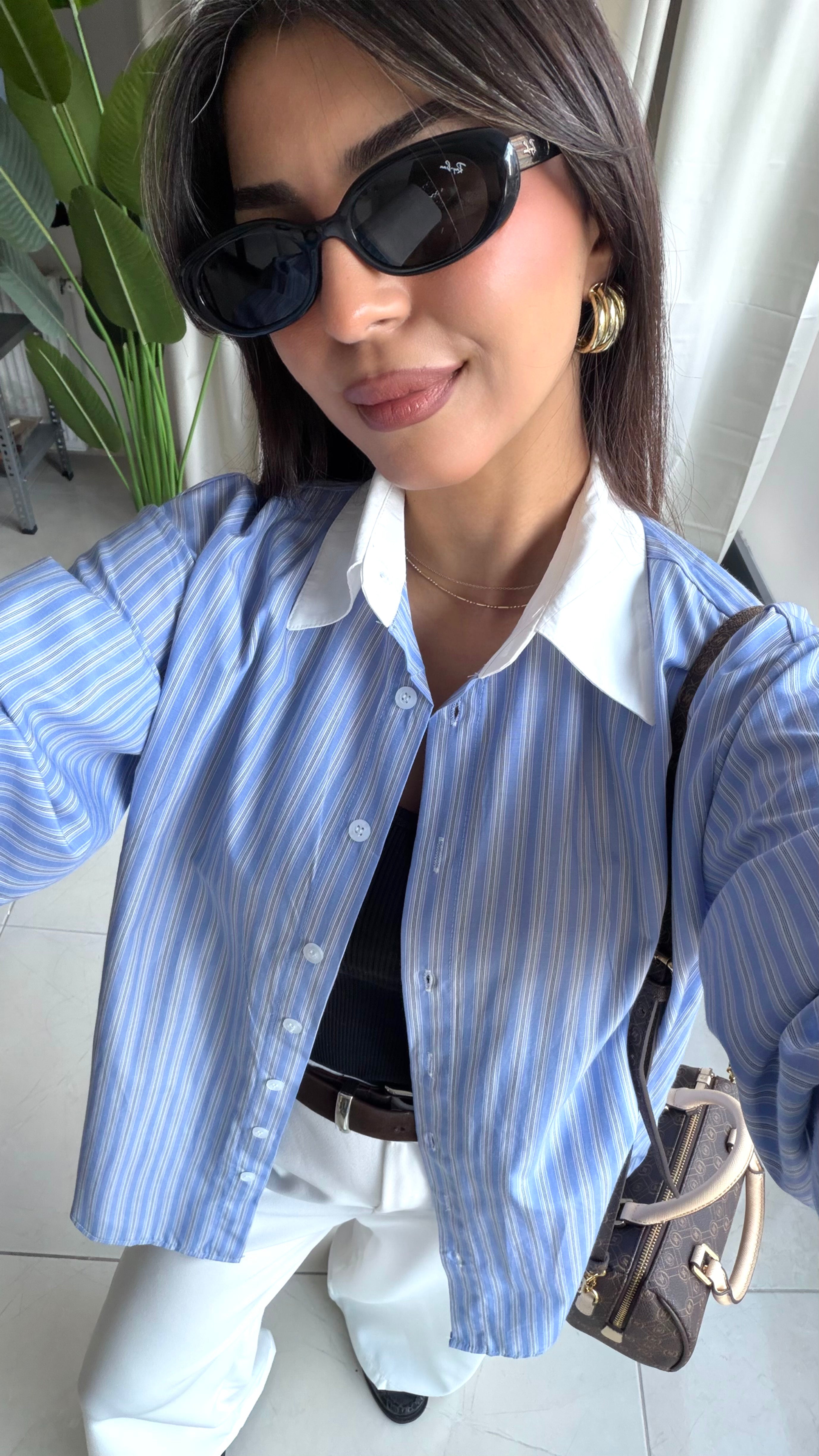 Mavi Beyaz çizgili Gömlek