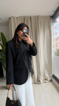 Siyah Tek Düğmeli Blazer Ceket