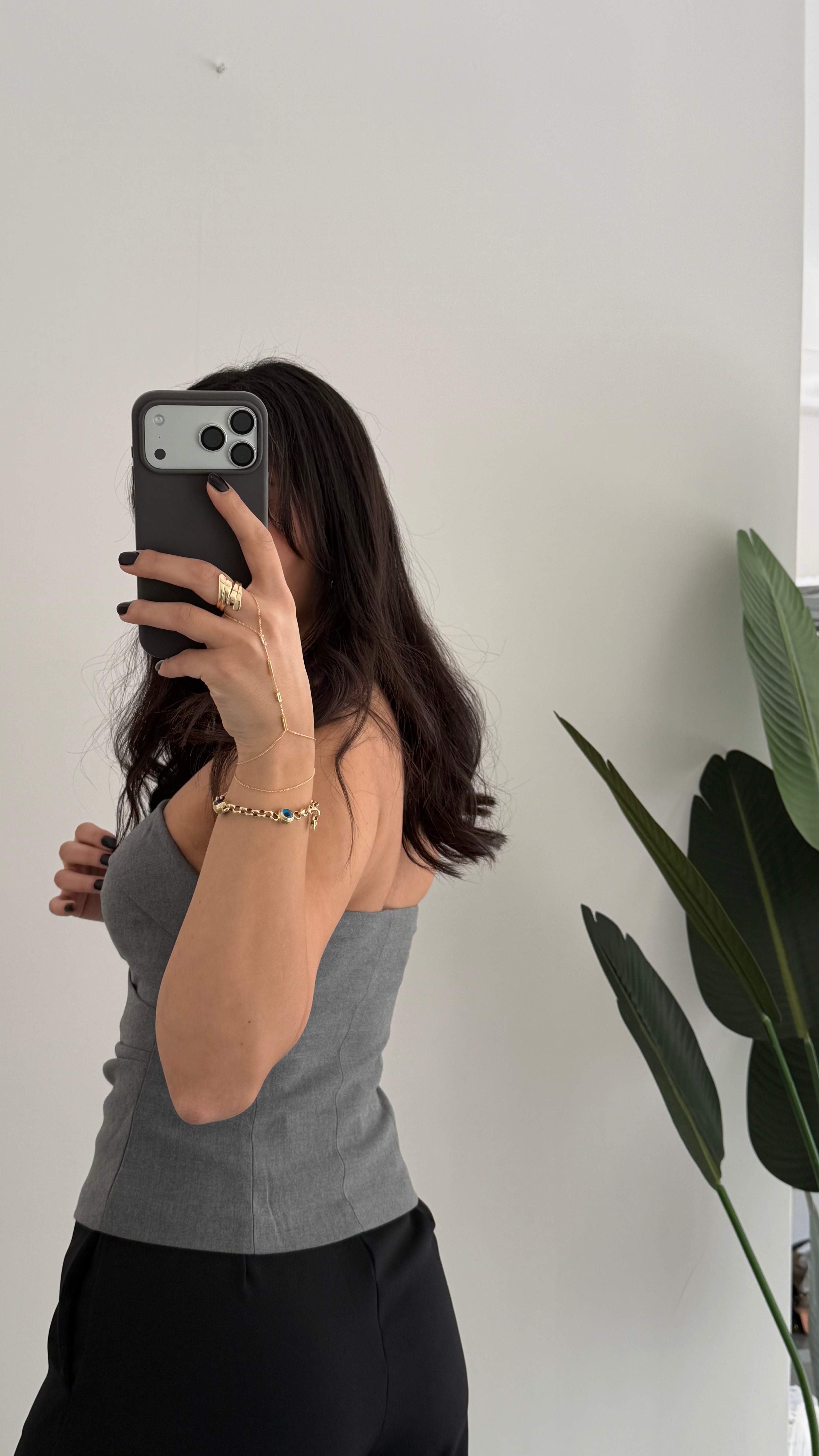 Gri Drapeli Straplez Büstiyer