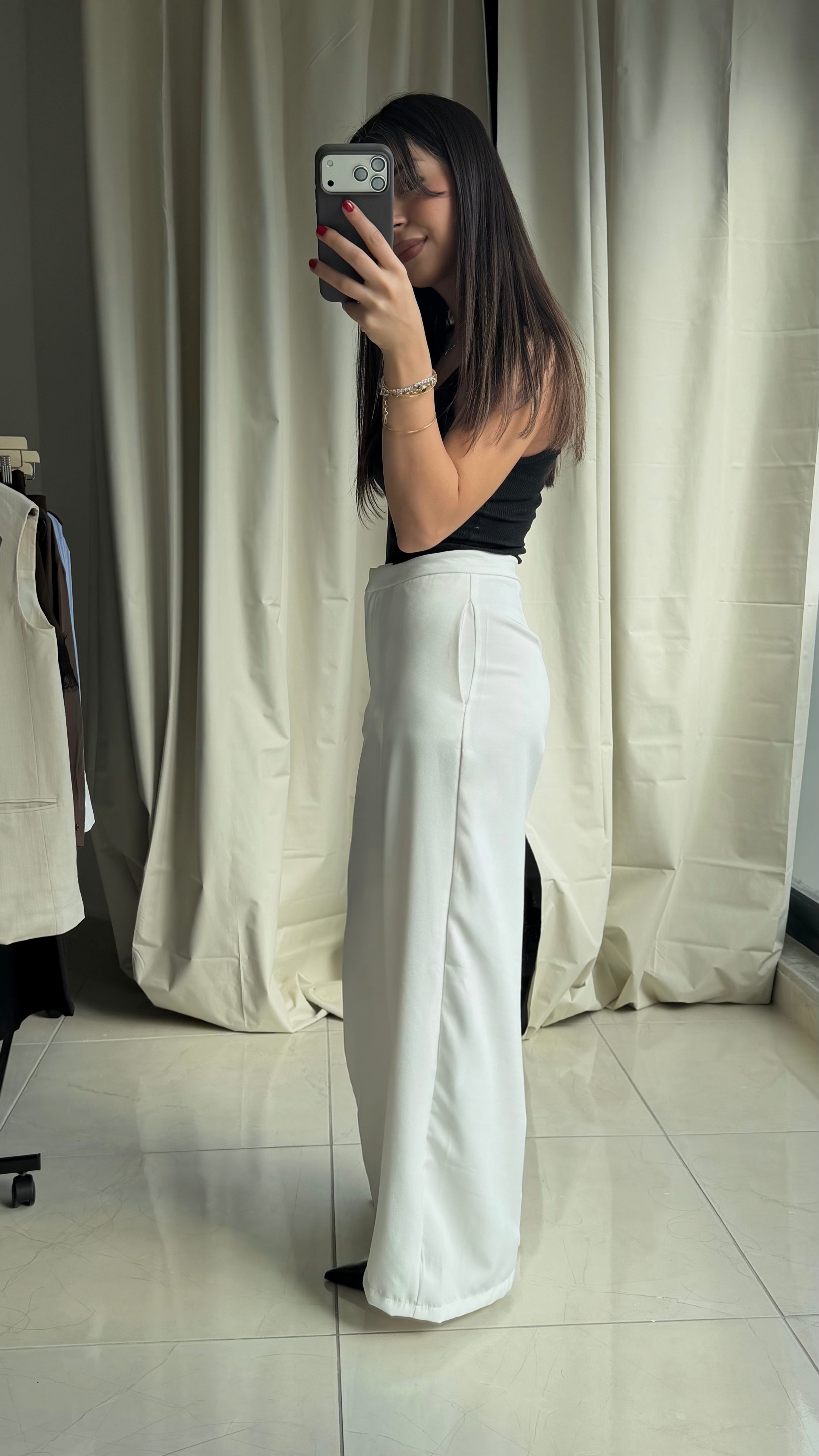 Beyaz Palazzo Pantolon