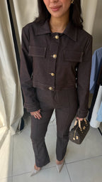 Kahverengi Denim Takım