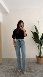 Mavi Kesik Paça Denim Jean