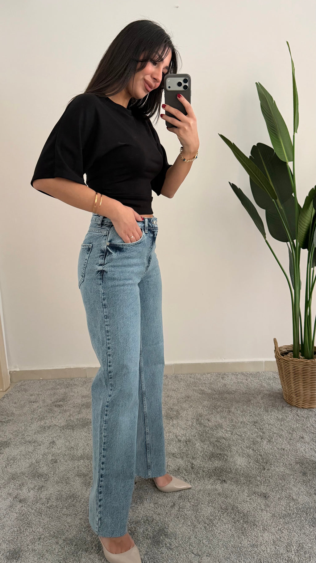 Mavi Kesik Paça Denim Jean