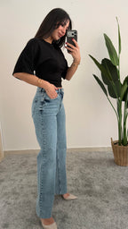 Mavi Kesik Paça Denim Jean