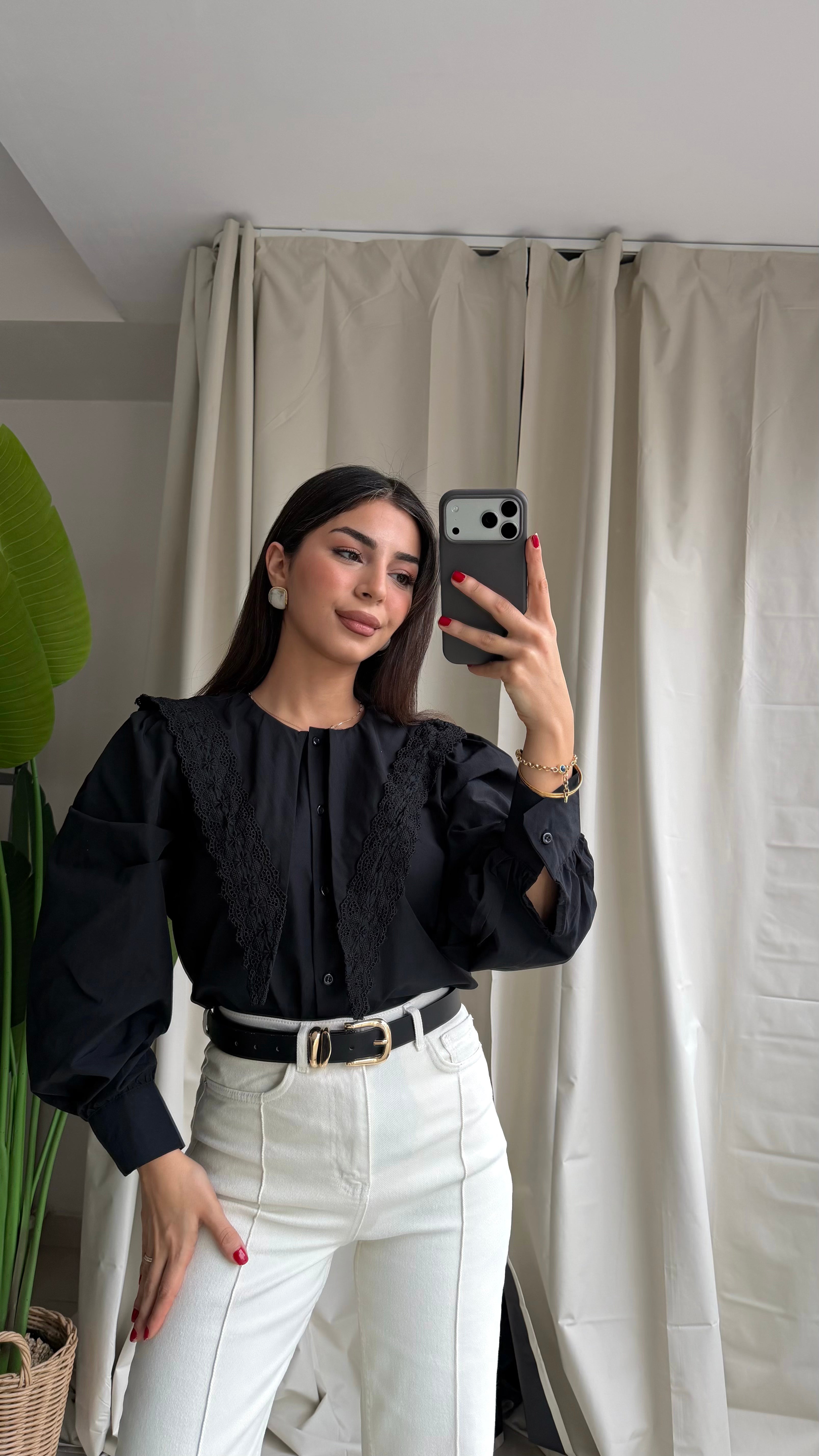 Siyah Vintage Şal Yaka Gömlek