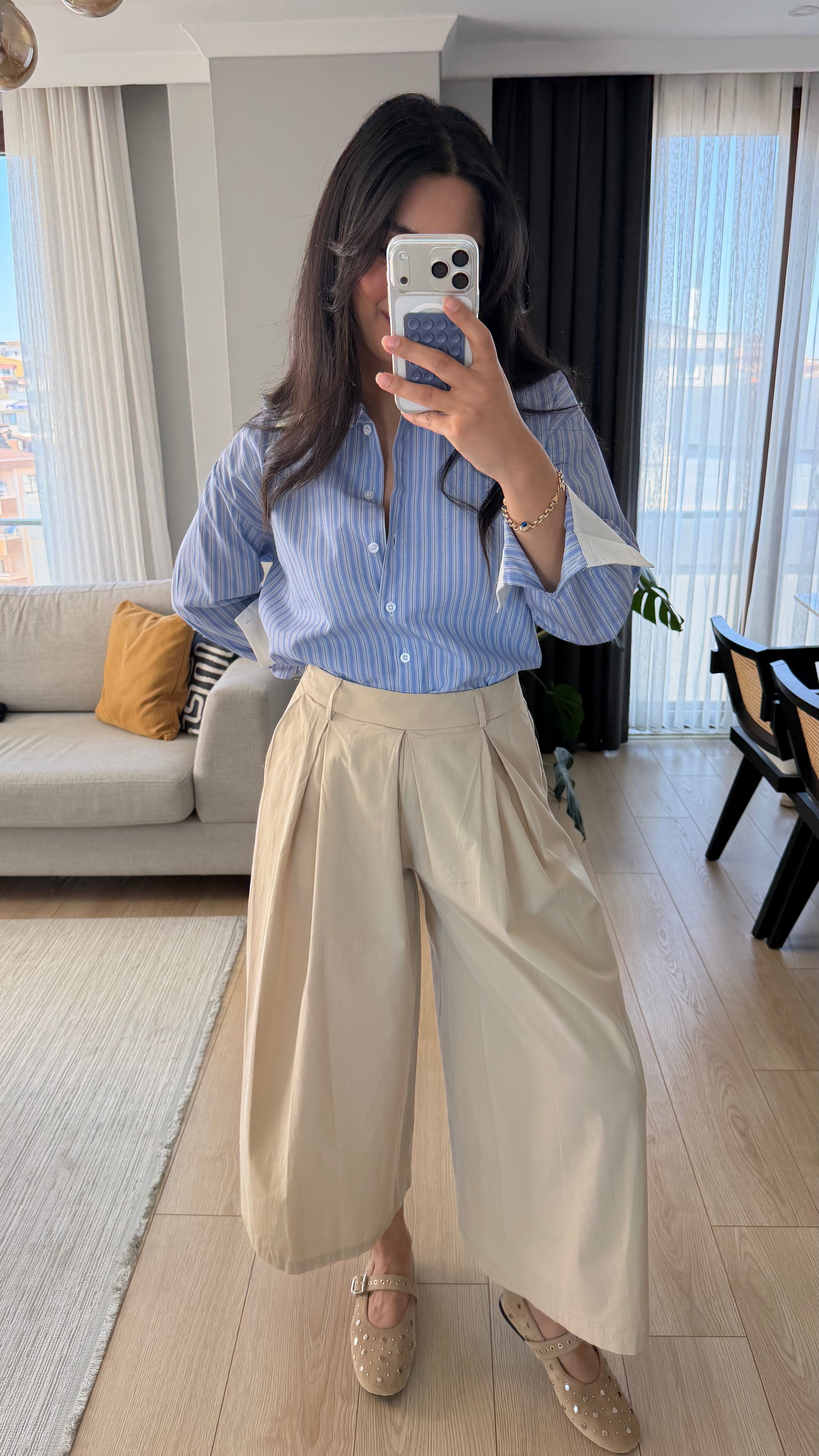 Bej Pileli Culotte Pantolon